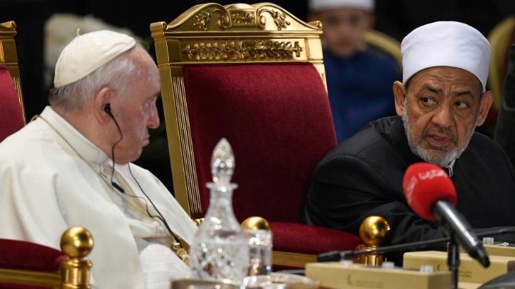 Pope Francis with Ahmed Al-Tayeb, the Grand Imam of Al-Azhar