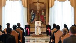 Pope Francis greets members of the Pontifical Nepomuk College 