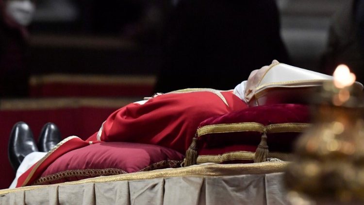 The mortal remains of Pope Emeritus Benedict XVI lie in state in St. Peter's Basilica