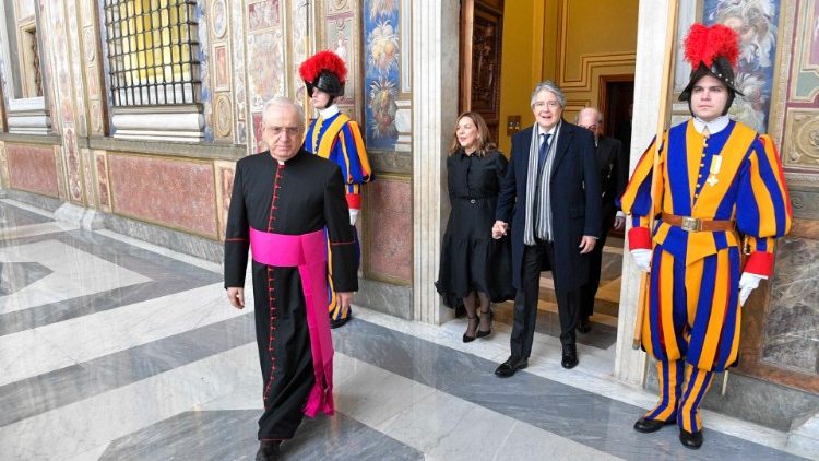 President Guillermo Lasso Mendoza arrives at the Vatican