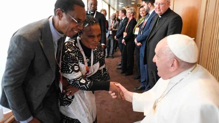 Pope Francis meeting participants in the conference hosted by the Vatican Dicastery for Laity, Family and Life on lay co-responsibility. 