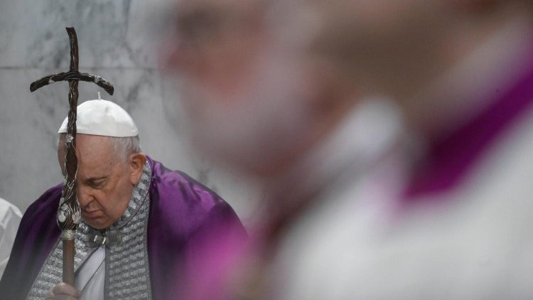 Papa Francisco durante a liturgia da quarta-feira de cinzas