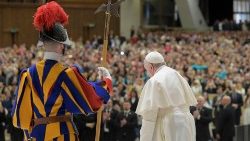 Le Pape François lors de l'audience générale du mercredi 22 février. 