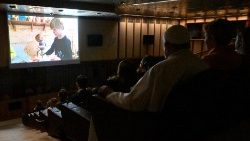 El Papa Francisco en la proyección de un documental (foto archivo) 