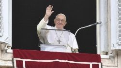 Pope Francis greets the faithful at the Sunday Angelus