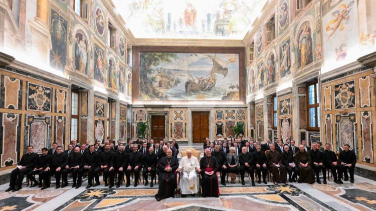 Ferenc pápa a clevelandi Szűz Mária szeminárium képviselőivel