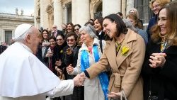 Pope greets women during International Women's Day