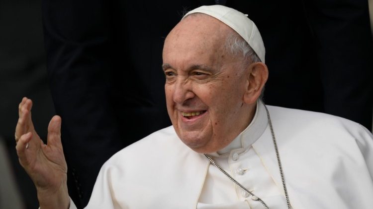 Le Pape François lors de l'audience générale du 8 mars 2023, dixième année du pontificat. 