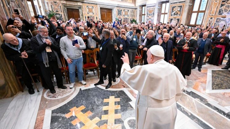 Pope Francis greets members of the Congregation of Saint Joseph on the occasion of the 150th anniversary of their foundation