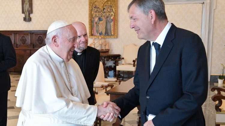 Philippe Lazzarini with Pope Francis