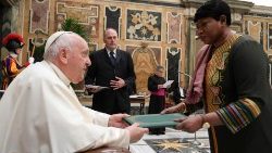 Pope Francis meeting with the five new Ambassadors accredited to the Holy See