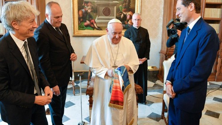 Pope Francis meets with participants in the Green and Blue Festival