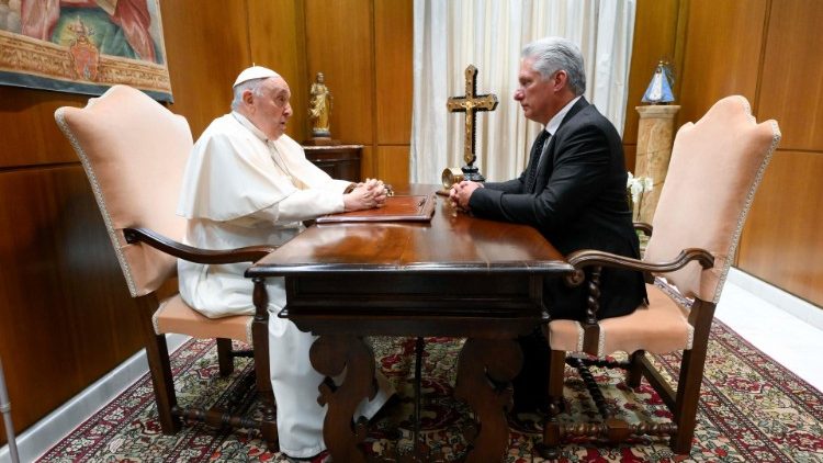 Pope Francis and President Miguel Diaz-Canel Bermudez of Cuba