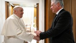 Ferenc pápa találkozik Miguel Diaz-Canel Bermudez kubai elnökkel a Vatikánban