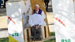 Pope Francis grants absolution to a young WYD pilgrim in Lisbon