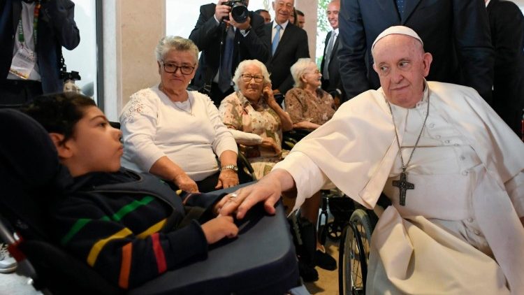 Pope Francis during encounter with charitable workers