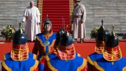 Cerimonia di benvenuto e visita del Papa al Presidente della Mongolia
