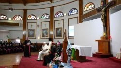 Le Pape a rencontré le clergé local, samedi 2 septembre 2023, à Oulan-Bator. 