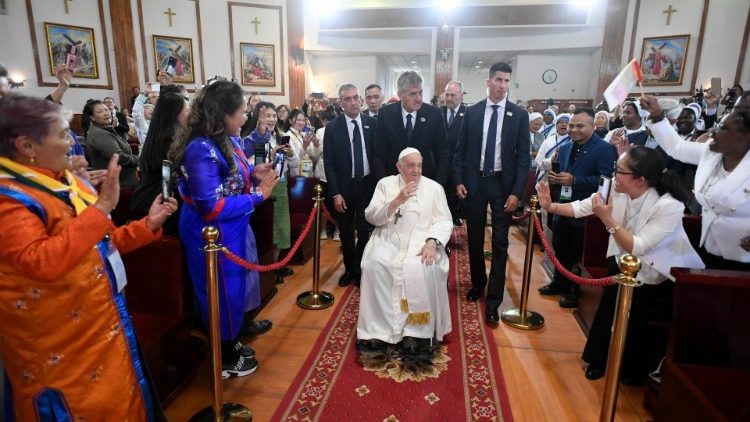 Pope Francis in Ulaanbaatar's Cathedral of Sts Peter and Paul