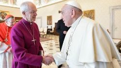 Le Pape François et l'archevêque anglican, Justin Welby, au Palais apostolique, le 30 septembre 2023. 