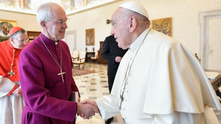 Le Pape François et l'archevêque anglican, Justin Welby, au Palais apostolique, le 30 septembre 2023. 