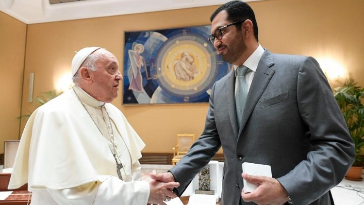Pope Francis with Dr. Sultan Al Jaber
