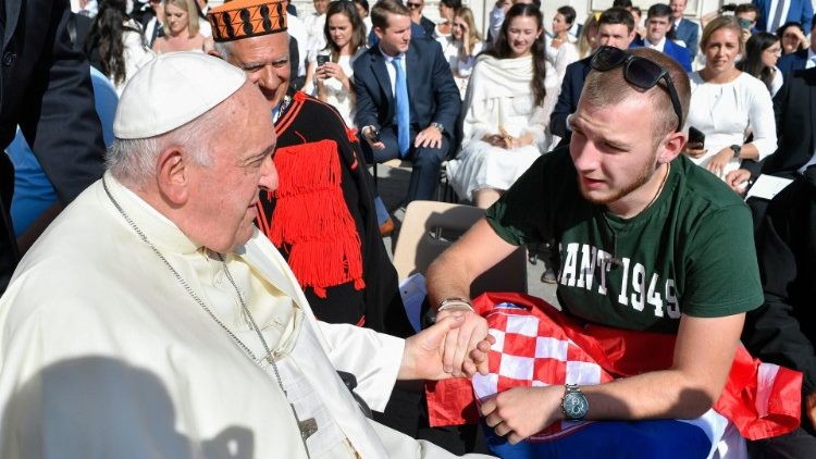 Papa Franjo i hodočasnik Šibenske biskupije Paulo Meić-Sidić