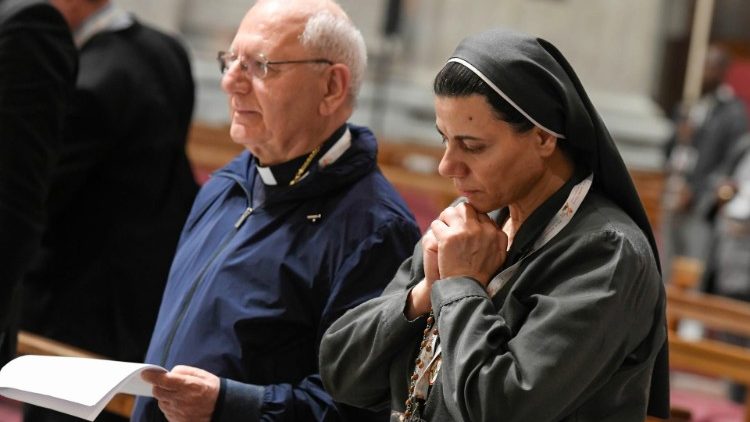 Patriarch Sako and Sr Caroline Jarjis at the prayer in St Peter's Basilica