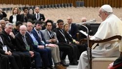 Les participants à la  IIème Rencontre internationale des recteurs et collaborateurs de sanctuaires reçus le 11 novembre 2023 par le Pape François. 