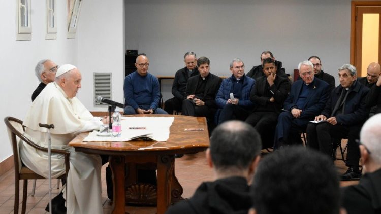 Pope Francis holds a Q&A with the priests