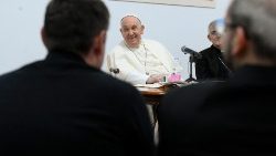 Pope Francis meets with priests on the outskirts of Rome