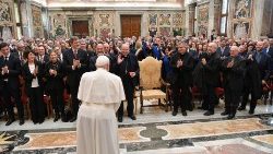 Pope Francis meeting Mayors and authorities of Central Italy cities hit by 2016-2017 earthquakes