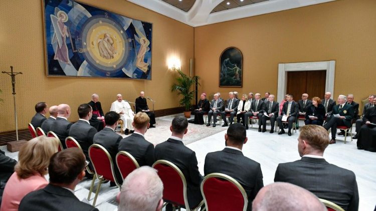 Pope Francis addresses the team