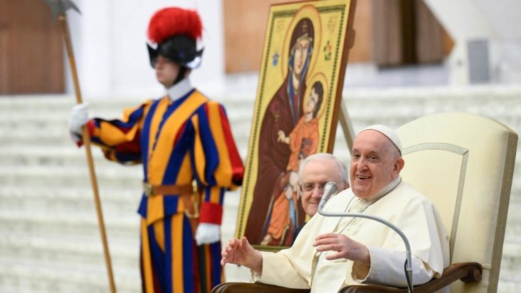 Папа Франциск на встрече с организаторами ВДМ-23 (Ватикан, Зал Павла VI, 30 ноября 2023 г. )