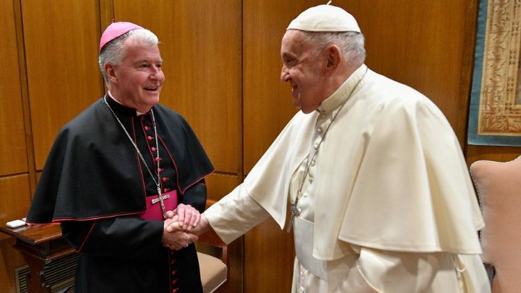 Bishop William McGrattan with Pope Francis (archive photo)