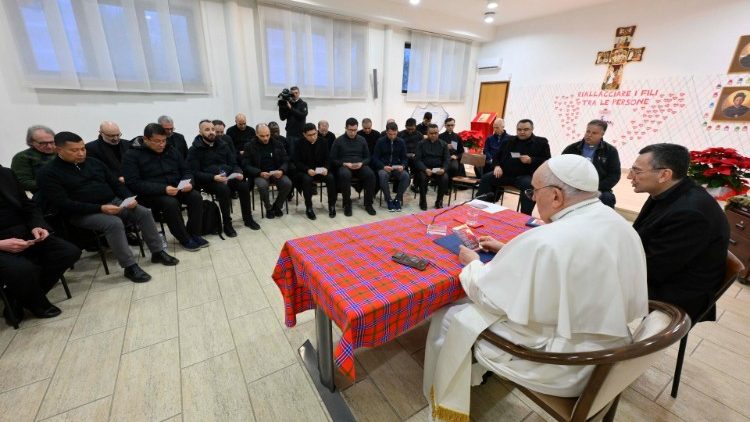 Pope Francis with priests of his diocese
