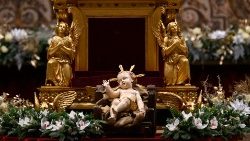 Messe de la Nativité du Seigneur présidée par le Pape, le 24 décembre 2023 en la basilique Saint-Pierre de Rome.