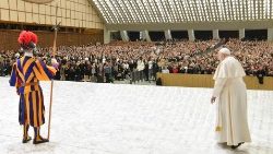 Le Pape lors de l'audience générale du 31 janvier 2024 en salle Paul VI.