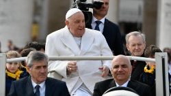 Pope Francis arrives at the weekly General Audience