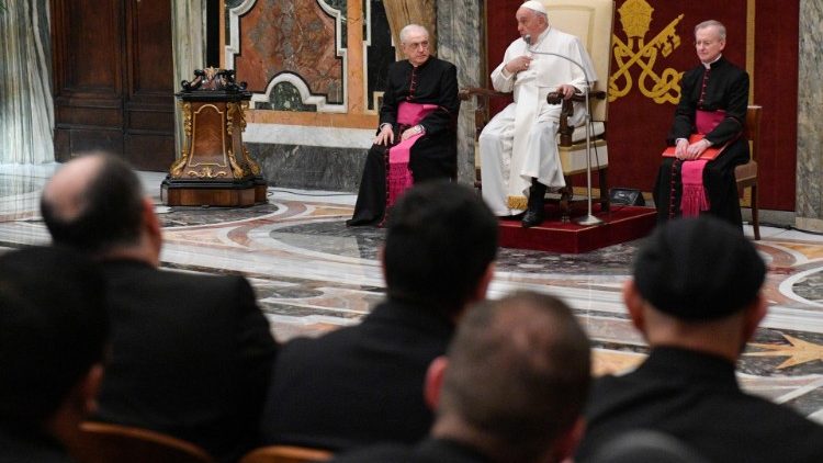 Pope Francis speaks to priests and seminarians from Latin America