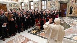 Pope Francis meeting members the Papal Foundation in the Clementine Hall