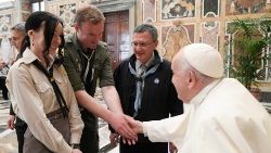 Pope Francis meeting members to Italian Catholic Movement of Adult Scouts  (MASCI) in the Clementine Hall