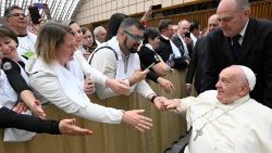 Pope Francis meeting the Hungarian pilgrims in the Paul VI Hall 
