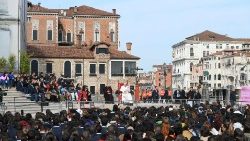 Le Pape François à Venise, au cours de la rencontre avec les jeunes.