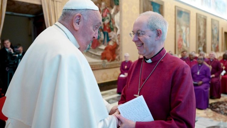 Påven Franciskus och anglikanska kyrkans överhuvud ärkebiskop Justin Welby