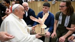 教皇フランシスコ、イタリアの職業訓練校連合の関係者との集いで　2024年5月3日　バチカン・パウロ6世ホール