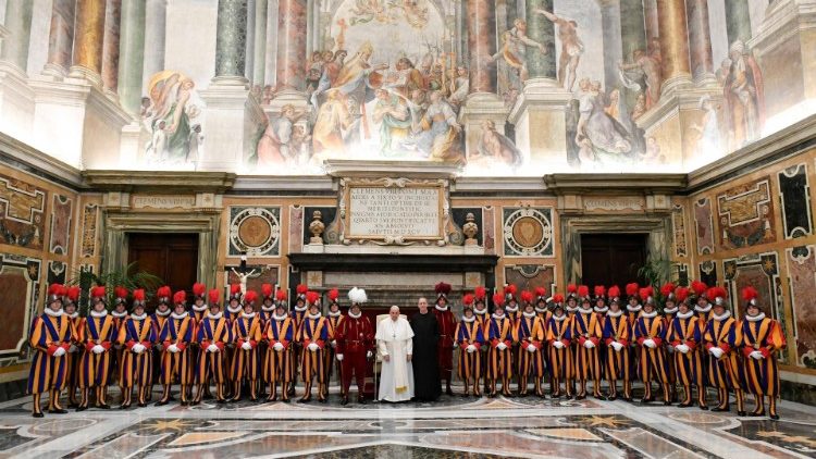 Francis with the Swiss Guard