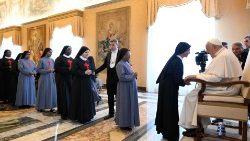 Pope Francis meeting the Sisters Hospitallers of the Sacred Heart of Jesus and Daughters of St. Camillus