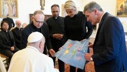 Pope Francis meets with Jesuit educators