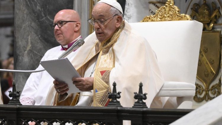 Pope Francis delivers his homily at Mass in St. John Lateran